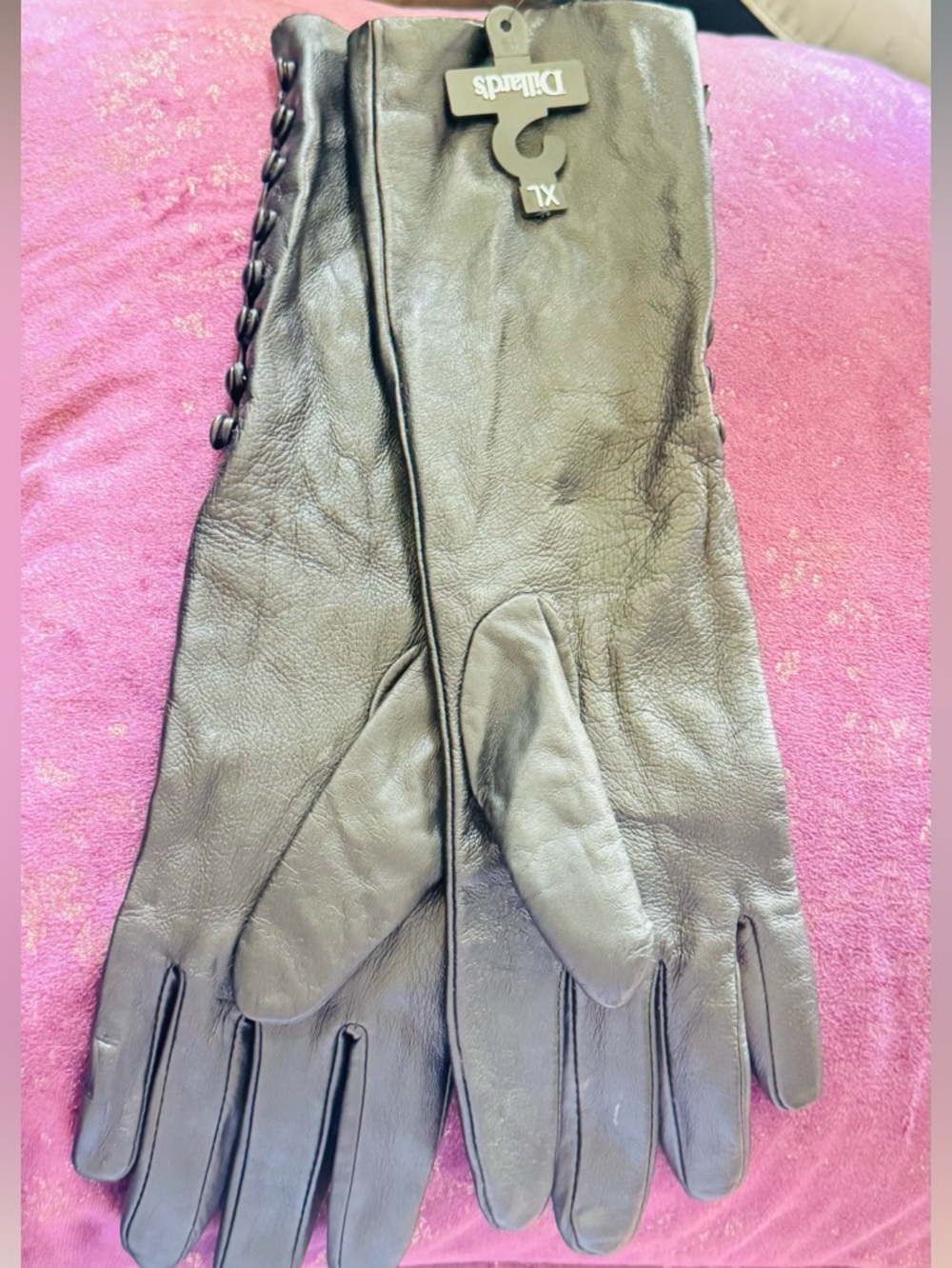 Dillard's Women's Long Leather Gloves - Black